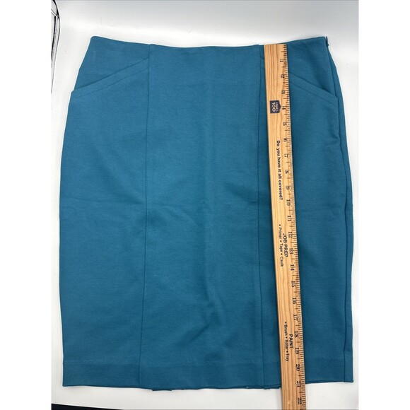 Cabi Sigourney Pencil Skirt Teal‎ Blue Size 4 Style 3220 Stretch Career - Picture 8 of 9